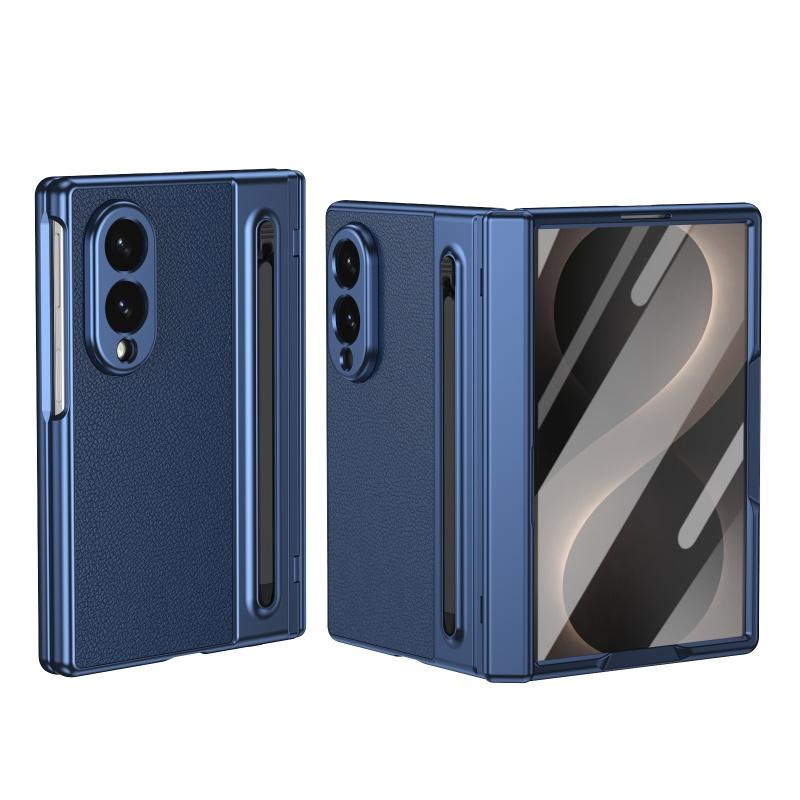 For Samsung Galaxy Z Fold 8 Ultra 7 6 5 4 3 360° Folding Flap Leather Pen Groove Tempered Glass Film Drop Resistant Phone Case