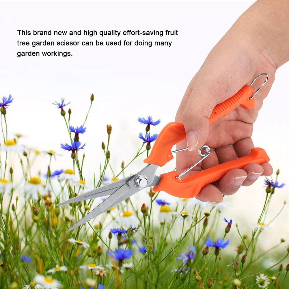 Orange Sturdy Fruit Tree Bonsai Gardening Pruning Shear Lengthened Garden Scissors