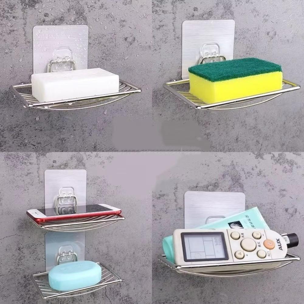 Punch-free Stainless Steel Soap Rack Wall Hanging Wall Mounted Soap Holder  Household Use
