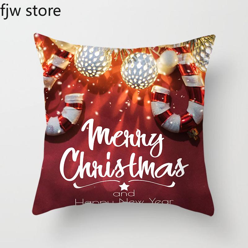 Merry Christmas and Happy New Year Decorative Pillow Cover Sofa  Ornament Office Chair Cushion  Home Decor