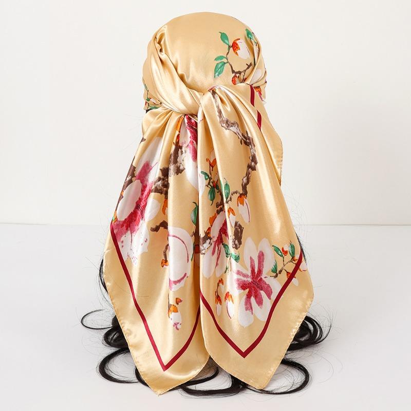 New cashew print silk scarf women's trend versatile shawl satin headscarf 90 square scarf scarf women