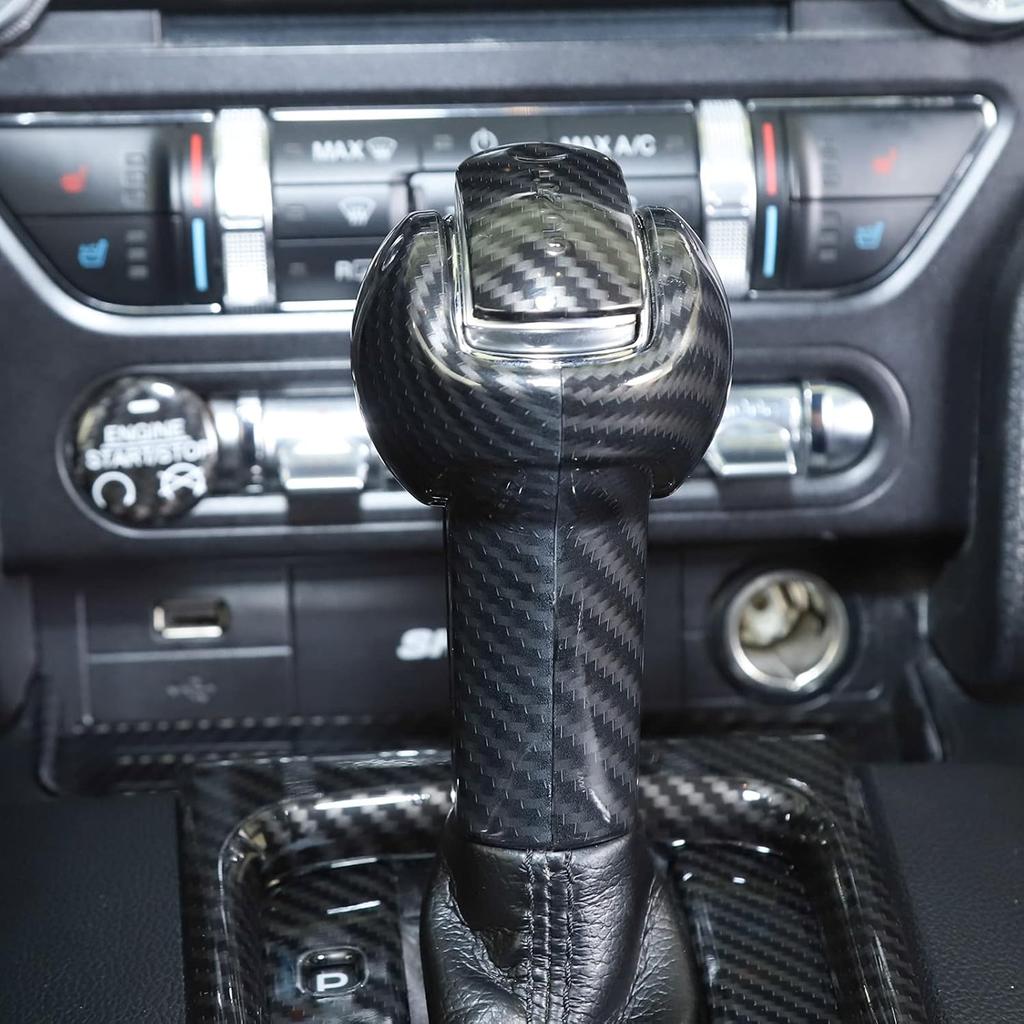 RT-TCZ Carbon Fiber Gear Shift Knob Cover Trim Interior Accessories for Ford Mustang 2015 2016 2017 2018 2019 2020 2021
