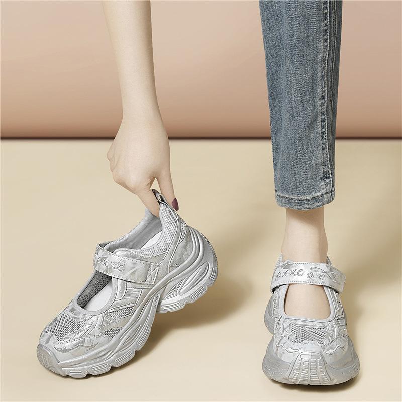 Mesh breathable shoes women's summer non-slip not tired feet show legs long dad shoes versatile platform casual shoes