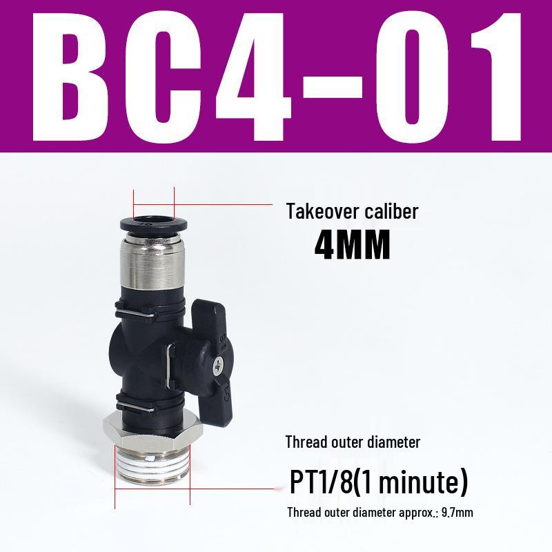 Pneumatic BUC-6-10 Hand Valve: 8mm Air Hose, 12mm Manual Straight Valve with Quick Connect Fitting
