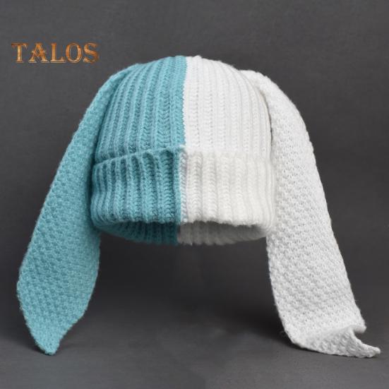 Зимняя вязаная шапка с длинным декором в виде заячьих ушей — фото 13