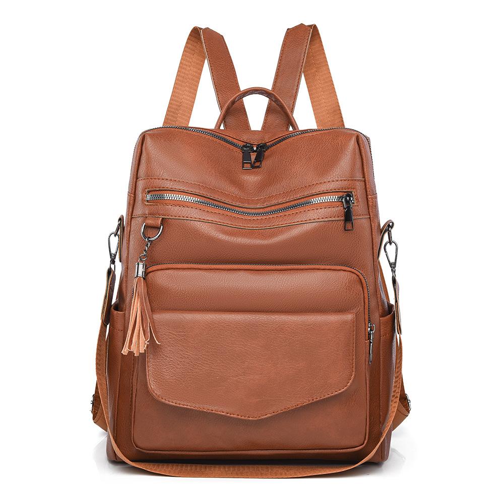 Spring Large-capacity Retro Casual Backpack Color-blocking Backpack