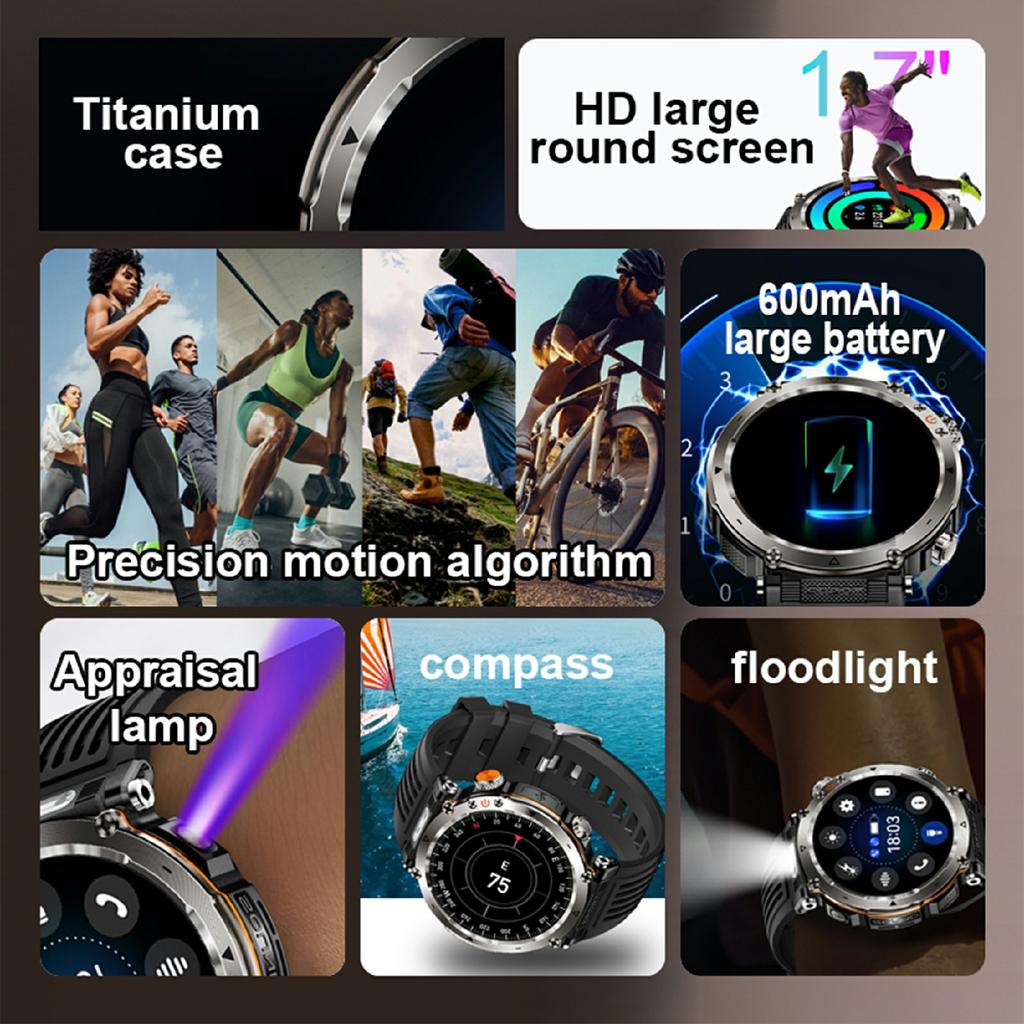 HT30 Silikonarmband 1,7-Zoll Smartwatch Gesundheitsüberwachung Kompass Sportuhr
