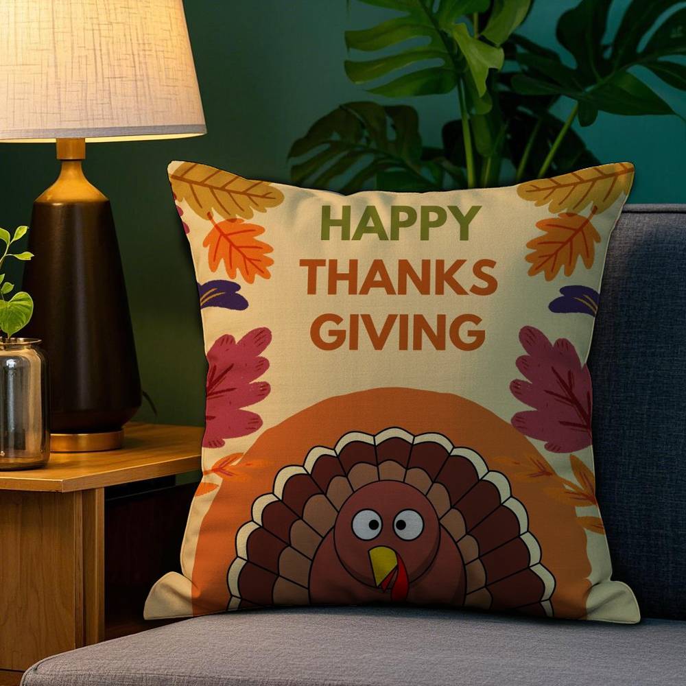 

Подушка на День Благодарения с индейкой, Наволочка для дивана, Гостиной, Спальни, Двусторонняя печать, Квадратная подушка, Подушка для сна, Наволочка 12x12Inch