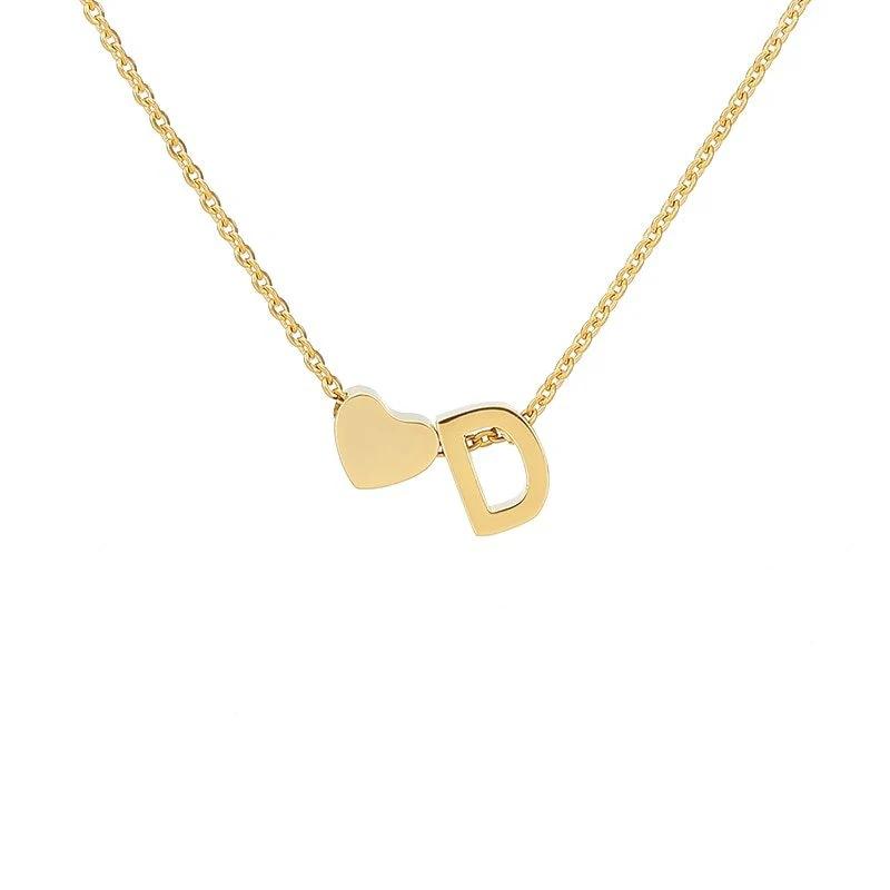 Kulei Stainless Steel Jewelry European and American English Letter Peach Heart Love Combination Necklace