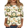 Women's Fashion Casual Three-Quarter Sleeve Christmas Print Neck Top