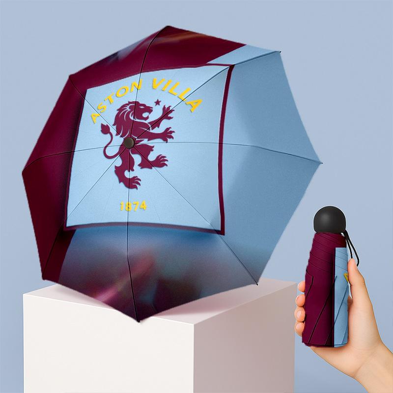 Ombrello Tascabile Pieghevole Mini 5 Pieghe Aston Villa Football Compatto Leggero Anti UV Protezione Pioggia Sole Ombrello Portatile da Viaggio