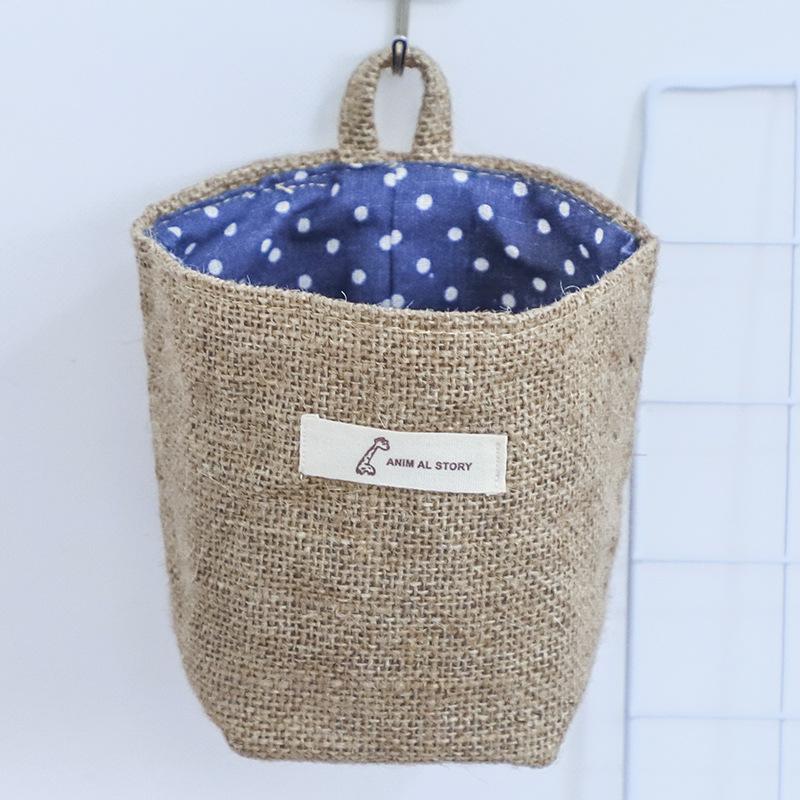 Desktop Jute Storage Bag Cotton Linen Storage Basket Sundries Storage Box With Handle Cosmetic Organizer Jewelry ContainerHolder