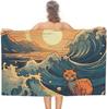 Blue Shark Beach Towel,Oversized Pool Towels for Adults, Soft Plush Lightweight Travel Towel, Absorbent Beach Blanket for Pool