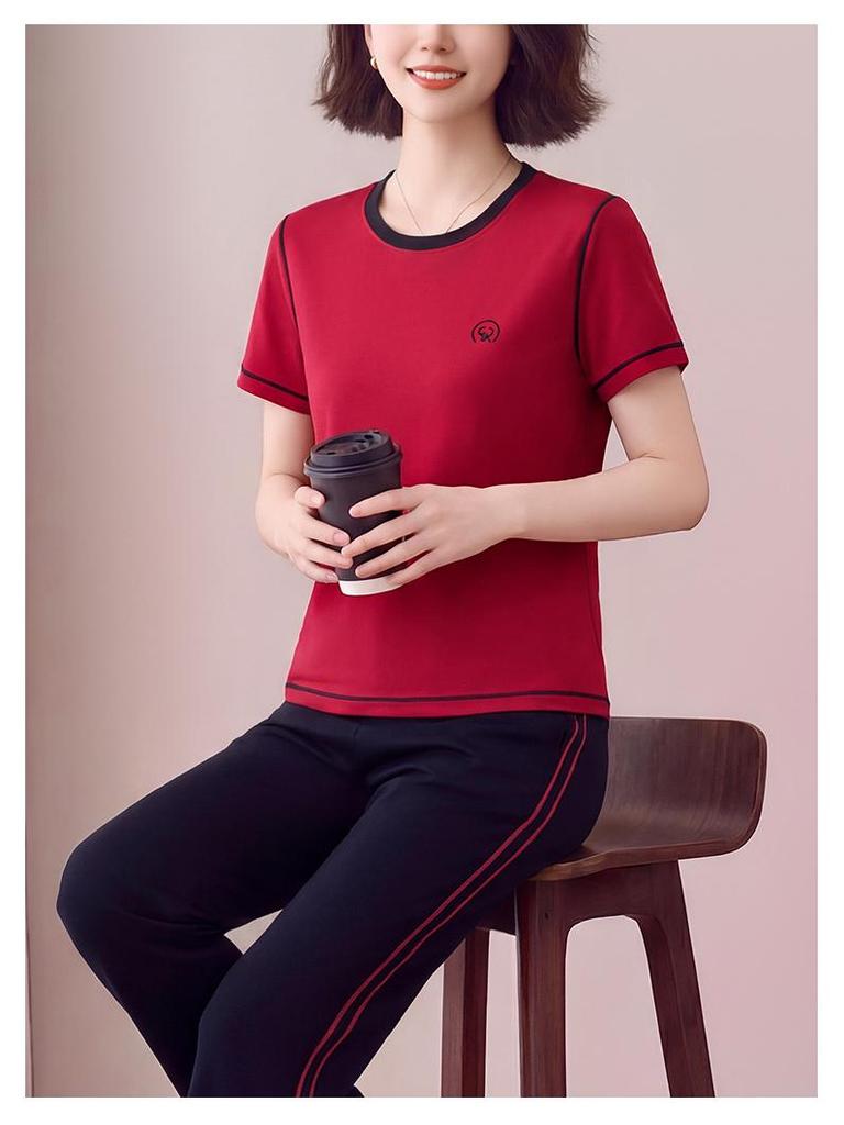 Trendy Summer 2026 Women's Two-Piece Set: Short-Sleeve Top and Loose Trousers