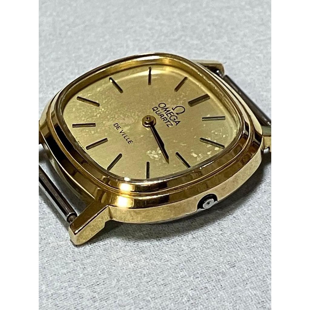 Used Rare OMEGA De Ville Gold Dial Quartz Ladies Watch De Ville