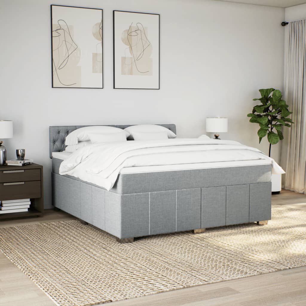 Vidaxl Letto Continentale Con Materasso, Grigio Chiaro, Tessuto, 180X200Cm