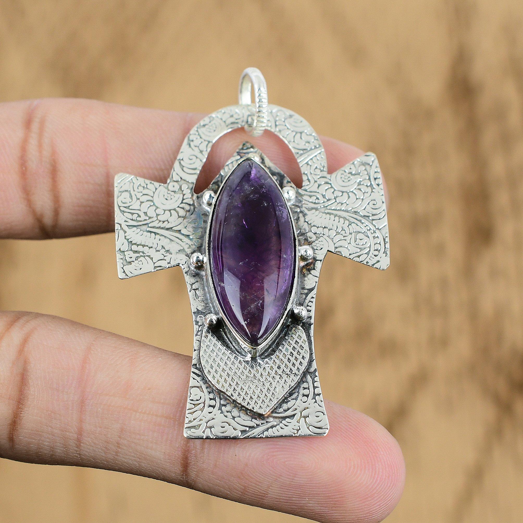 

Natural African Amethyst Gemstone Jewelry 925 Sterling Silver Pendant For Women