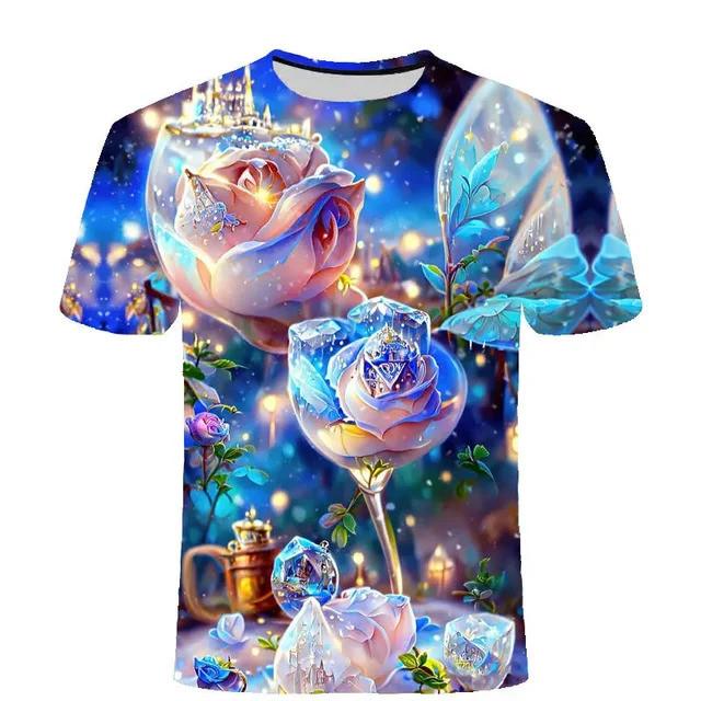 Kids 3D Plant Fruit Flower Graphic Round Neck Short Sleeve T Shirt For School Outdoor Holiday Daily Casual Leisure Daily Wear