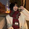 New plaid scarf women's winter thickened warm retro versatile high-end shawl scarf student autumn and winter