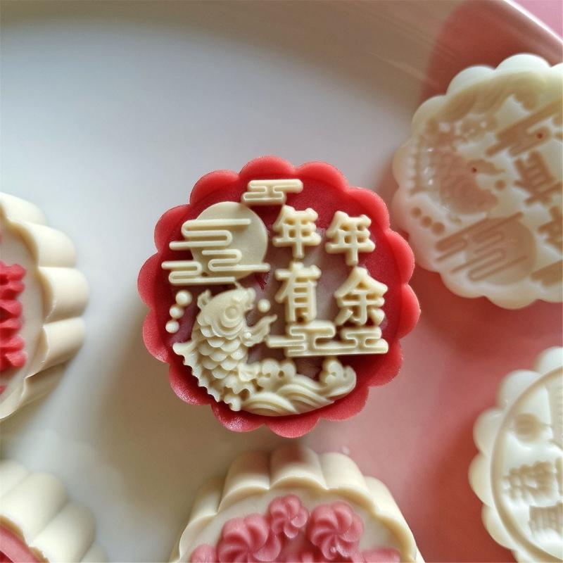 Hand Pressed Mooncakes Mold Chinese New Year Bean Pastes Cake Mould ABS Plastic Pastries Moulds for Baking Lover