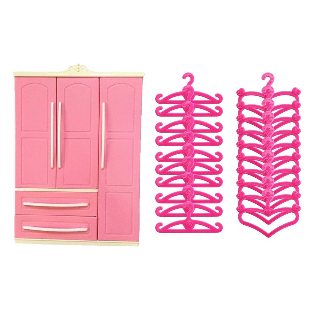 Lovely Doll Wardrobe Decor Gifts Life Scene Storage Cabinet Play House Furniture Dollhouse Closet