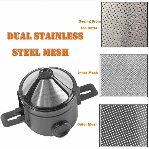 Portable Reusable Stainless Steel Filter Cup Coffee Filter Coffee Dripper Household Drinkware Drop Filter