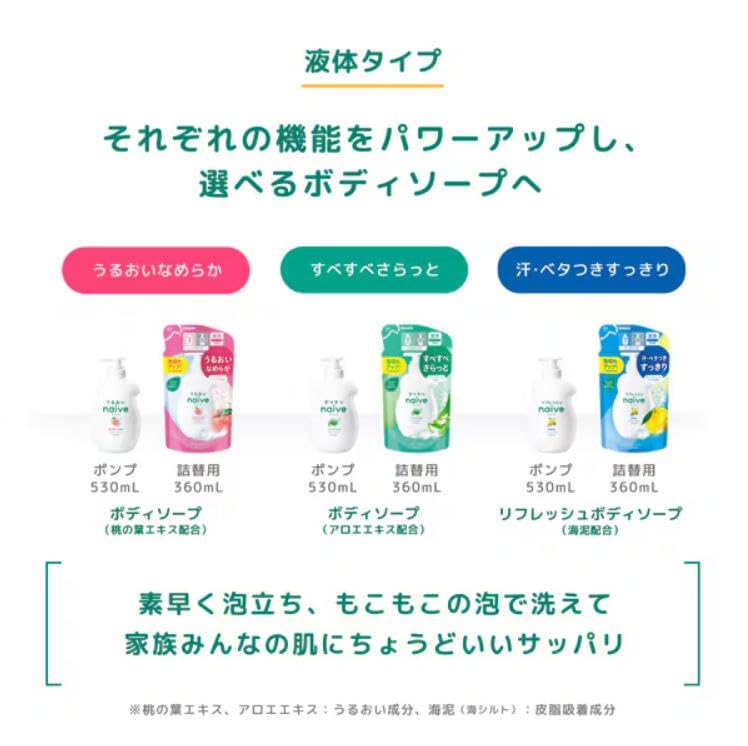 Naive Refresh Grapefruit Lime Scent Liquid Body Soap Set of Includes Aronheur Original Mask Case [10% More] & Refill, 396ml, 2,