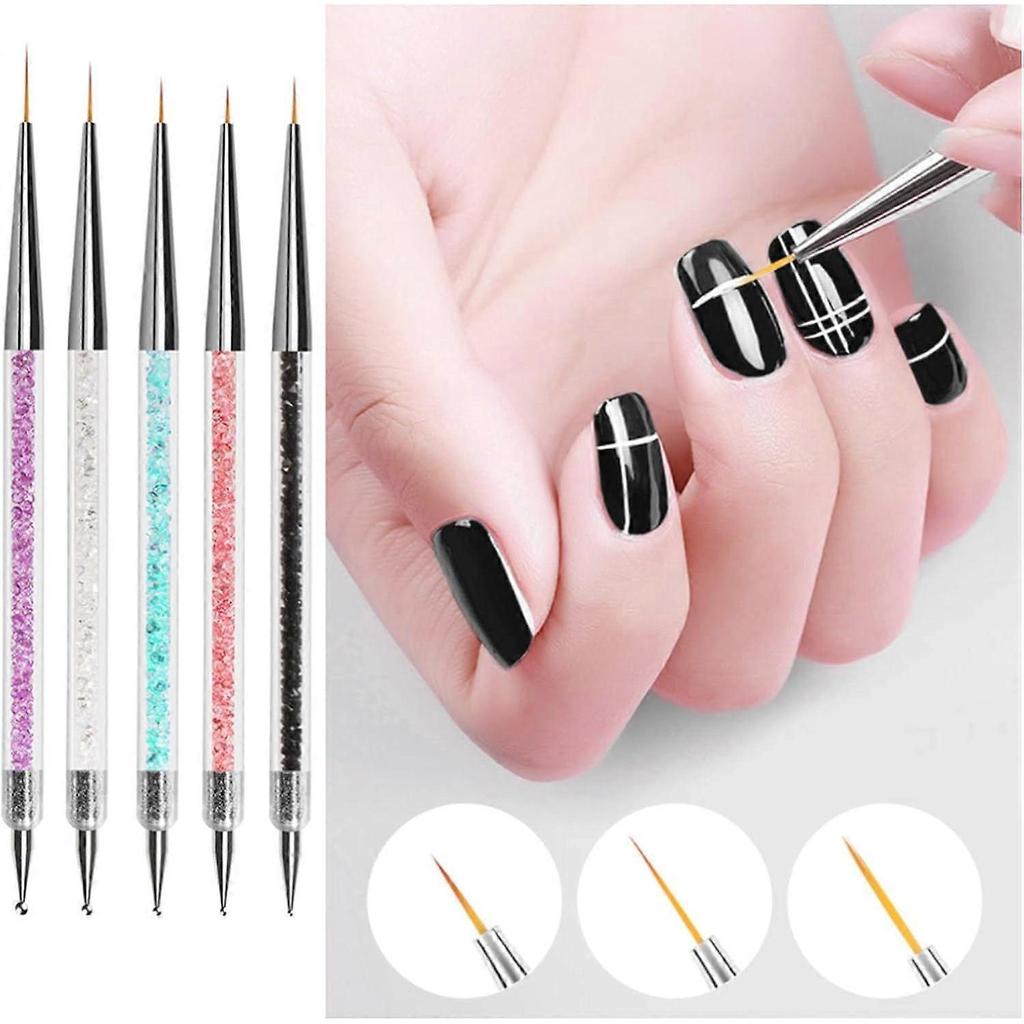 5 pcs Nail Art Brushes, Nail Dotting Tool, Nail Art Pens, Drill Drawing Nails Brush Pen for Nail Art Tools