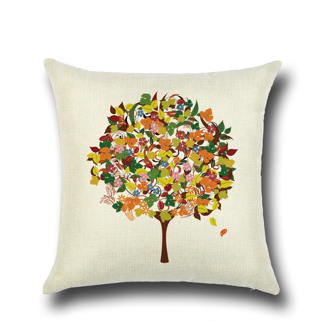 Fashionable Pillows Pastoral Fresh Cartoon Flower Tree Pattern Pillow Creative Home Pillow Case Does Not Include Core