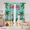 2pcs,2D Plane Printing Minimalist Curtains Flamingo & Snowman Tropical Ocean 100% Polyester (without Rod) Art Deco Festive