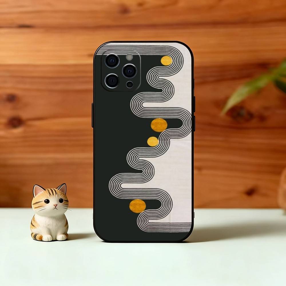 

Minimal Bauhaus Pattern Phone Case For iPhone 17,16,15,14,13,12,11 Plus,Pro Max,XS,Soft Silicone Black Cover iPhone11PROMAX