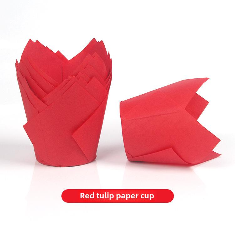 Mehrfarbige Flammen Hochtemperatur Ölfest Tulpenförmige Cupcake-Förmchen