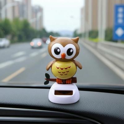 Car Ornaments Funny Solar Dancing Duck Toys, Creative Fun Swinging Automatic Shaking Head Toy Owl Decorations Desktop Interior Dashboard Decor