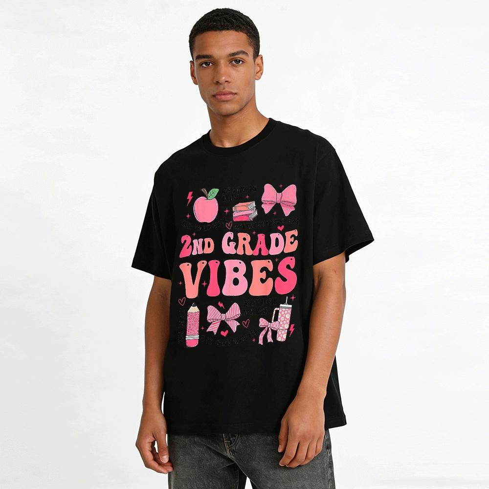 2nd Grade Vibes Back To School Print Top First Day Of 2nd Grade Shirt Pure cotton T-shirt