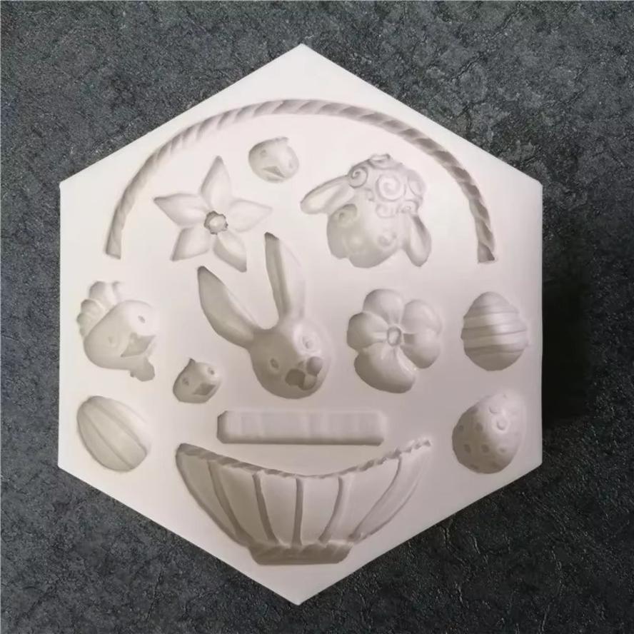 Easter Rabbit Handmade Mold 3D Silicone Egg Flower Fondant Chocolate Mold Cake Baking Accessories Cake Decoration Accessories