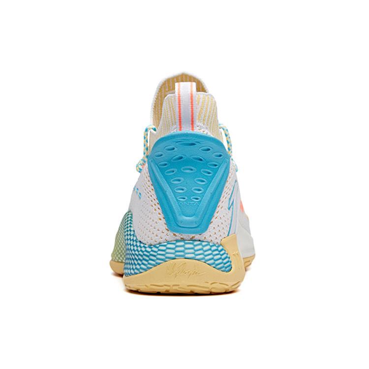 Anta KT5 Low Thompson Yuanlai Such Cushioning Anti-Slip And Wear-Resistant Mid-Top Basketball Shoes Men's White Blue 112021102-1