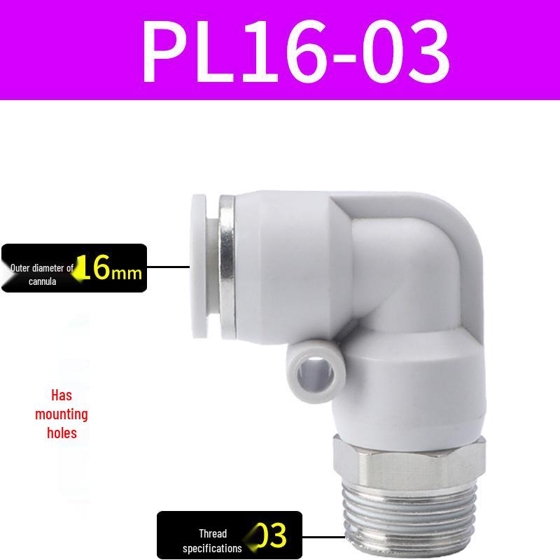 Premium White Male Thread Elbow PL8-02 Pneumatic Connector, 4-M5/6-01/10-03/12-04 Air Tube