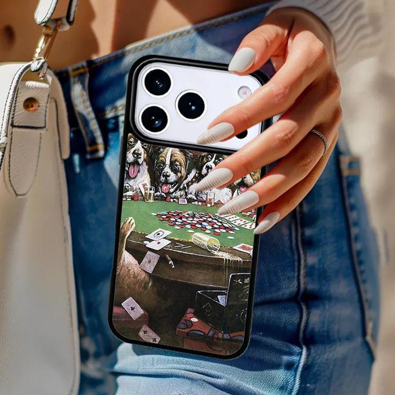 Dogs Playing Poker Phone Case For iPhone 17 Air 14 15 13 12 Max Cover For Apple 14 15 16 16e 11 Pro Max Plus