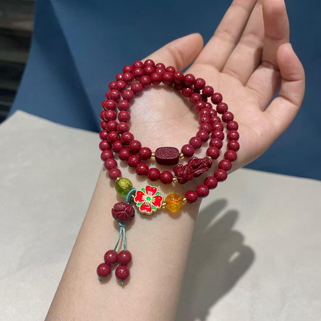 Cinnabar Gold Sand Lotus Multi-Circle Zodiac Bracelet for Men & Women