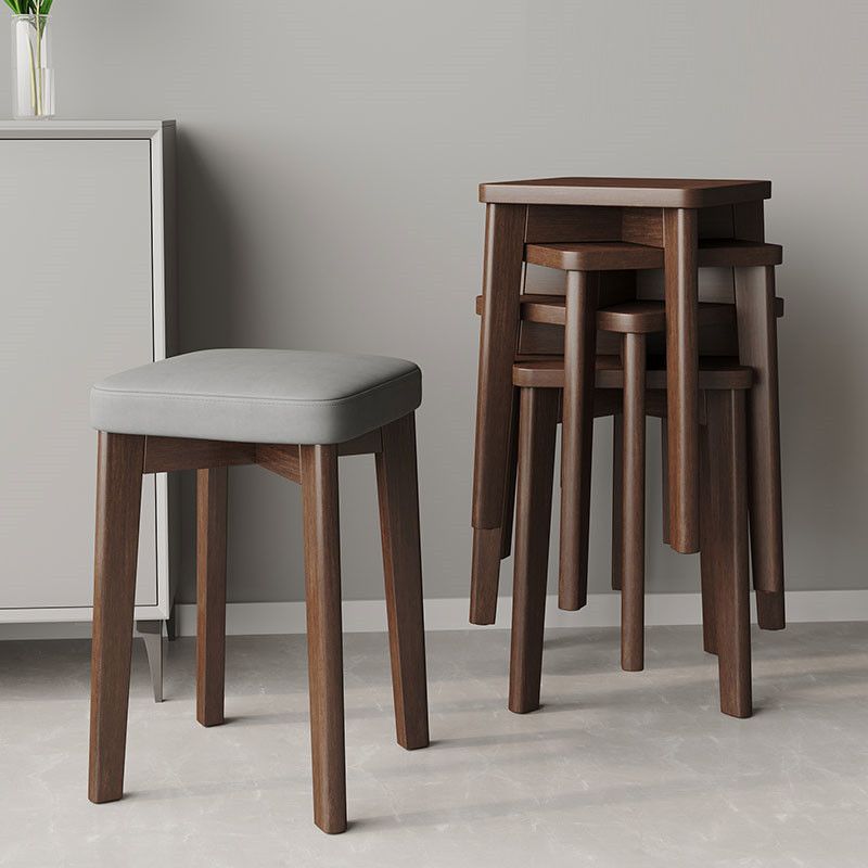Modern Dining Stool Set - Solid Wood Upholstered Seat, Stackable Study Chair & Wear- Resistant Tech Fabric Bench for Home Cafe