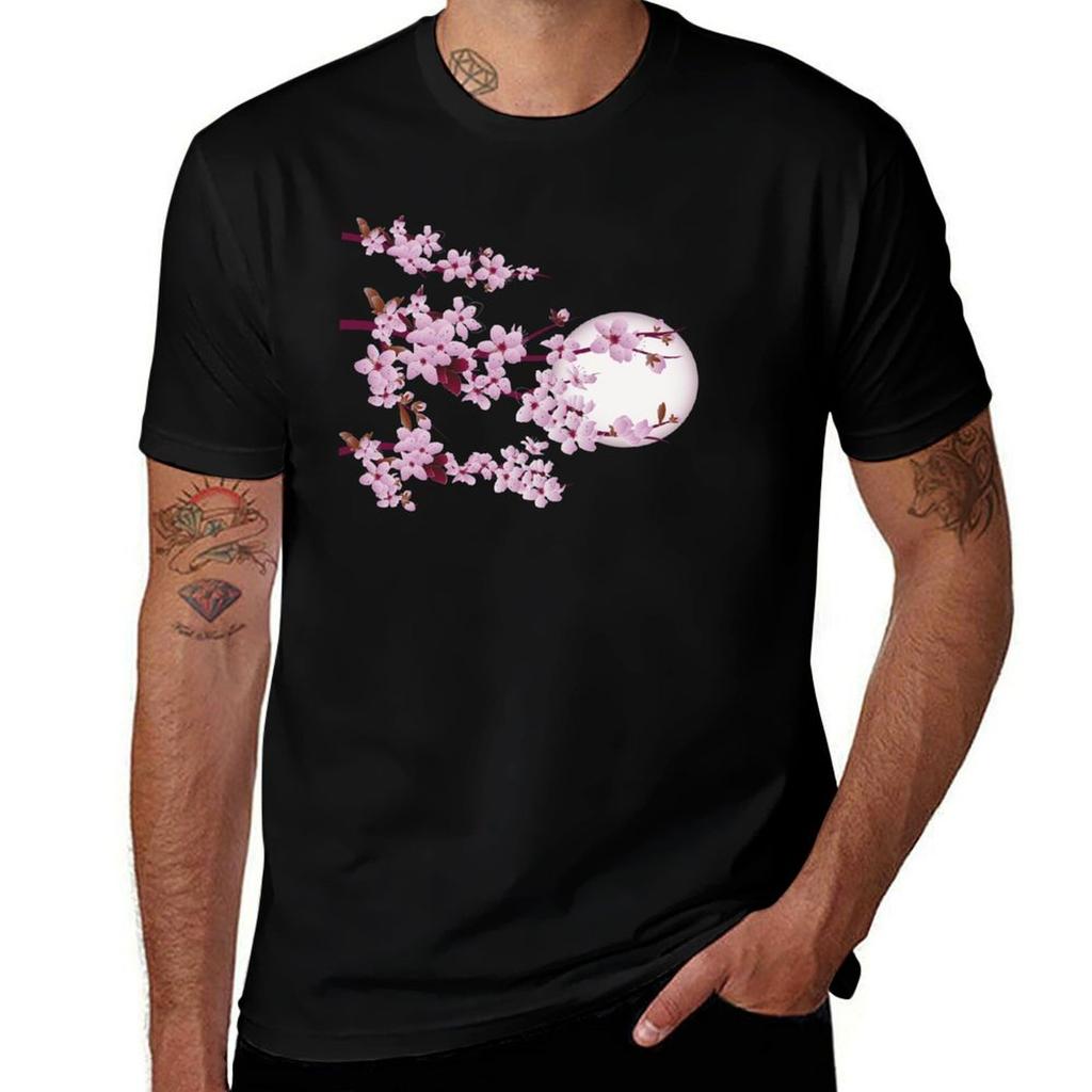 A Beautiful And Charming Cherry Blossom Tree In The Moonlight Tshirt Trend Art Print Tshirt