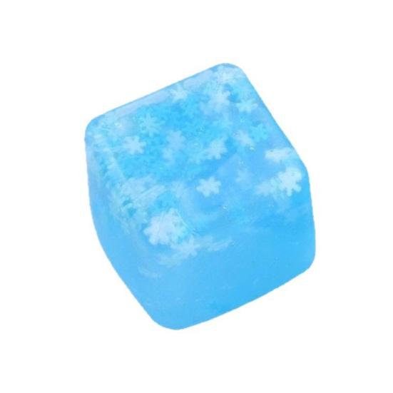 Clear Cube Squeeze Toy with Glitter Snowflake Anxiety Relief Stress Cube Sensory Toy Soft Stretchy Ice Cube Pinch Toy Party 3cm