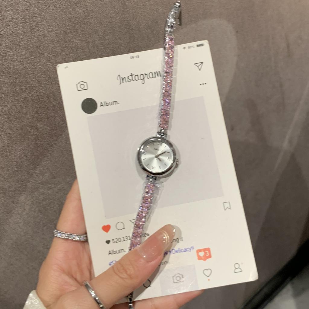 Rhinestone Bracelet Watch Round Women'S Chain List Versatile Small Fresh Women'S Watch Fashion Trend Gold Watch Medieval