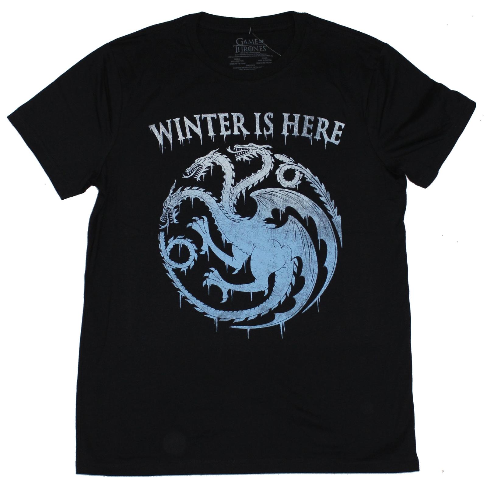 Game OF Thrones Adult New T-Shirt - Winter is Here Icy Targaryen Crest Pic XXL