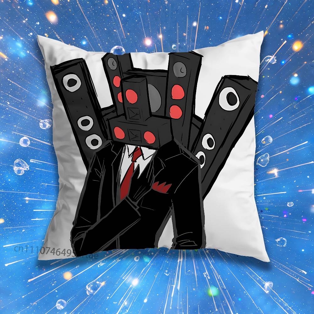 Skibidi Toilet Pillow for Sofa Seat Chair DecorativeModern Home Decor Print Throw Cushion