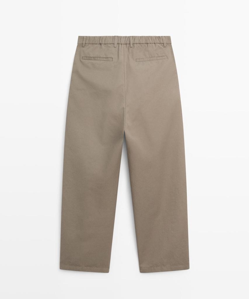 Masimodutti Cotton Linen Poplin Barrel Fit Pants