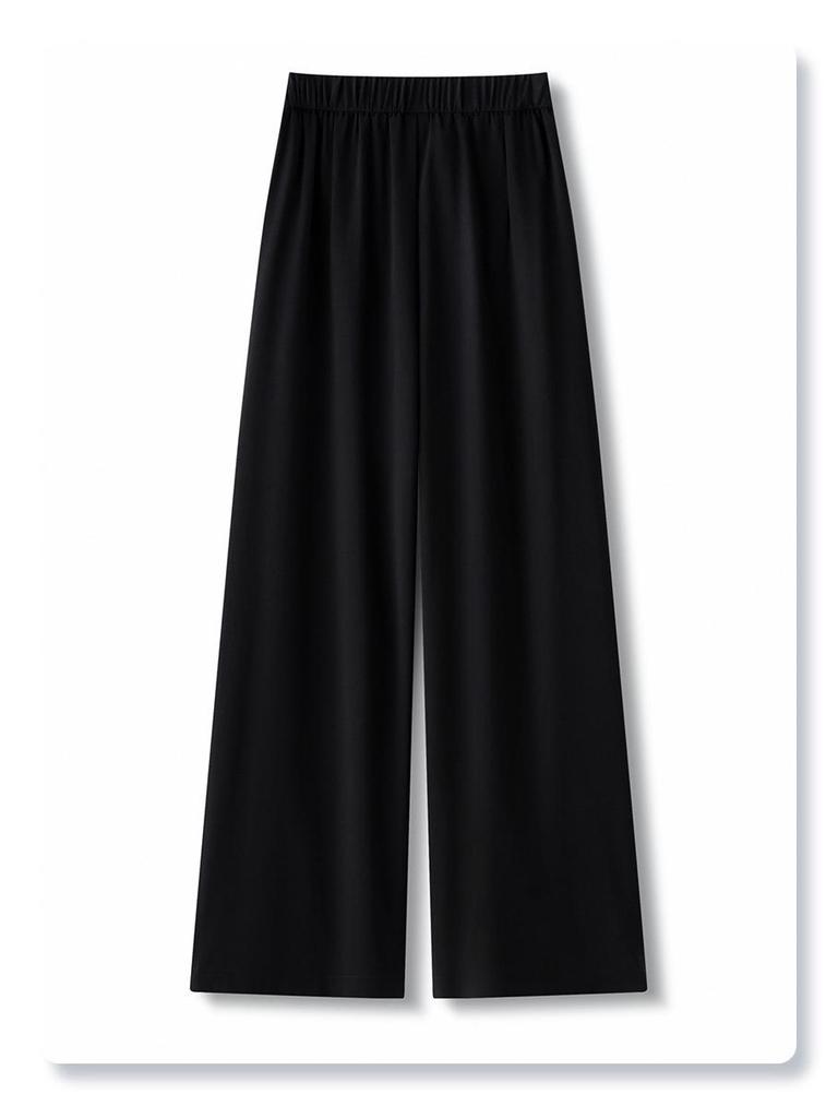 Women's Black Wide-Leg High-Waist Summer Pants 2025 - Slimming Loose Fit