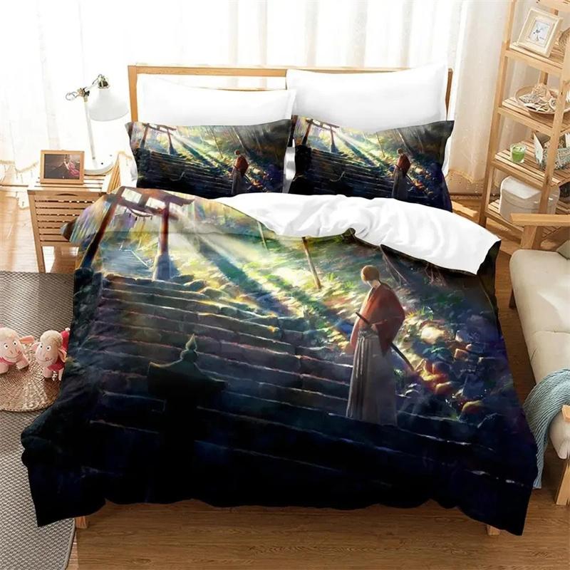 3D Printed Anime Rurouni Kenshin Bedding Sets Exquisite Bed Supplies Set Duvet Cover Bed Comforter Set Luxury Birthday Gift