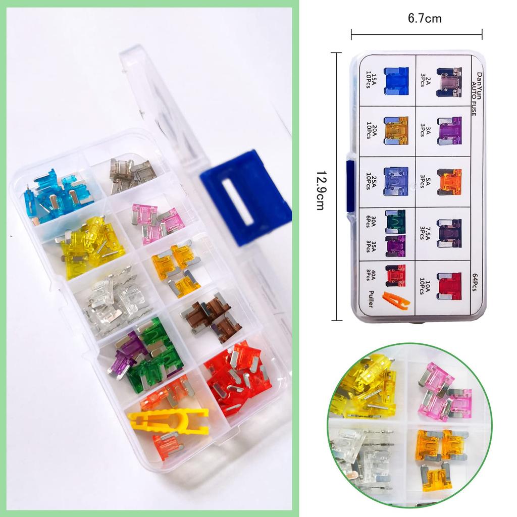 DanYun 64 Pcs Low Profile Fuse Mini Flat Fuse Car Fuse 2A 3A