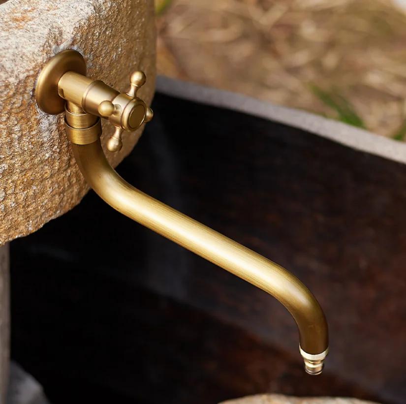 Outdoor courtyard wall mounted faucet anti-freezing single cold wash basin stone basin copper villa outdoor anti-freezing faucet